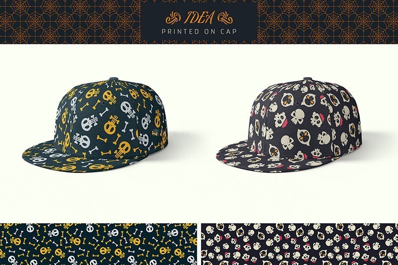 100种万圣节无缝图案背景素材,AI PAT格式